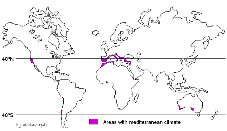 Map of mediterranean climates