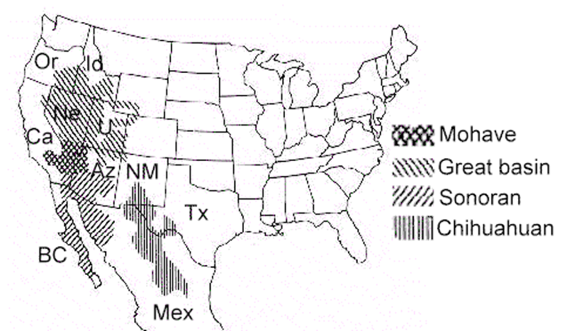 Map of U.S. deserts