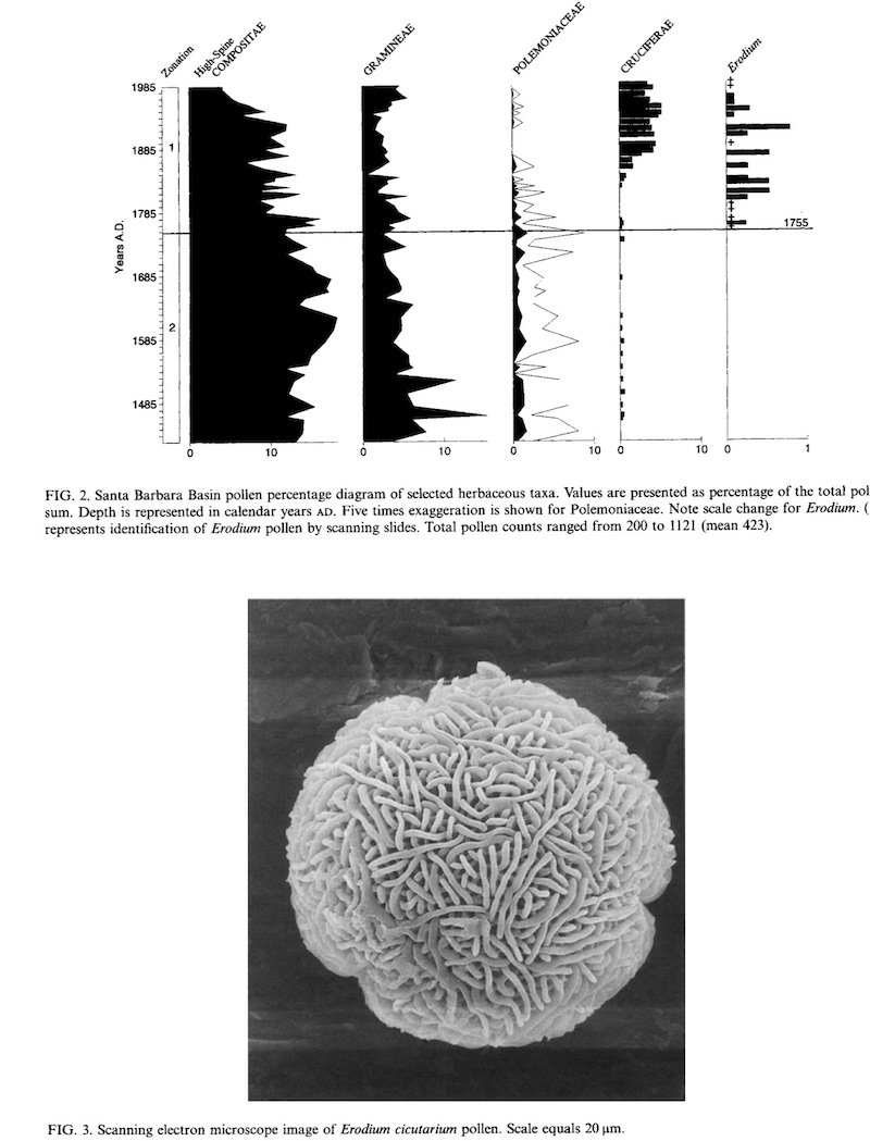 Pollen record from sediment core off the coast of Santa Barbara.