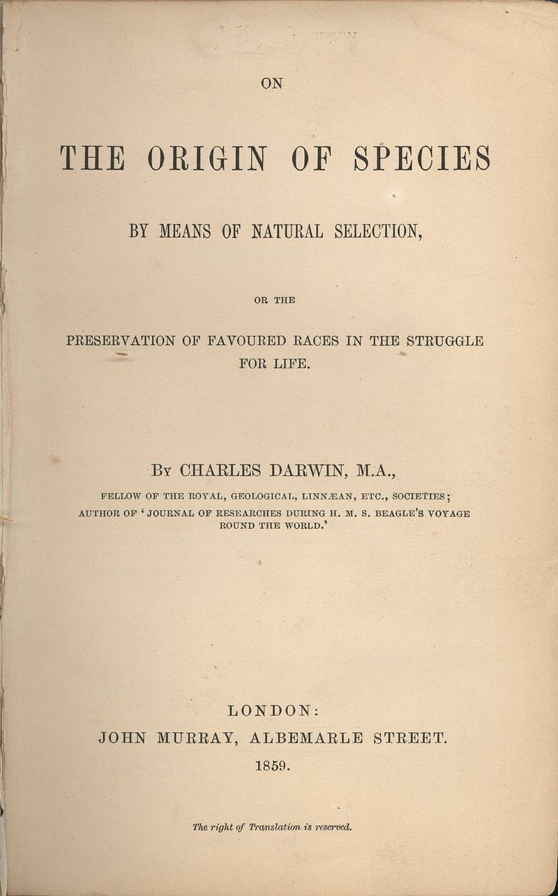 On the Origen of Species title page