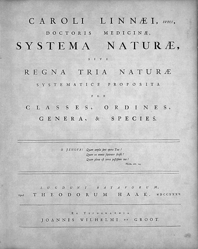 Systema Naturae title page